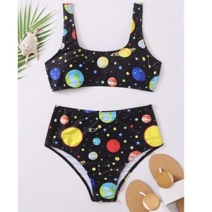Galaxy Print High Waisted Bikini Size Medium